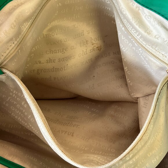 Kate Spade Tote Womens Green Patent Perforated Shoulder Bag Double Handles - Picture 6 of 15